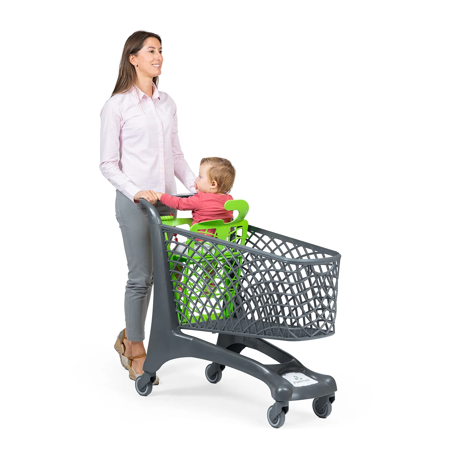 City side view in motion with baby